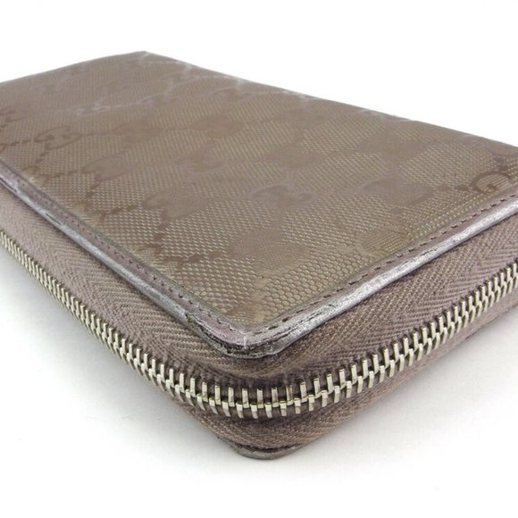 GUCCI wallet GG imple- gray gray coating canvas �~ leather Authentic used - Picture 4 of 9